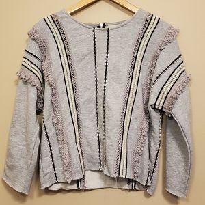 Anthro Moon River fringe stripe sweater